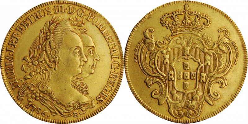 BRAZIL. 6400 Reis, 1786-R. Rio de Janeiro Mint. Maria I & Pedro III. VERY FINE.
...