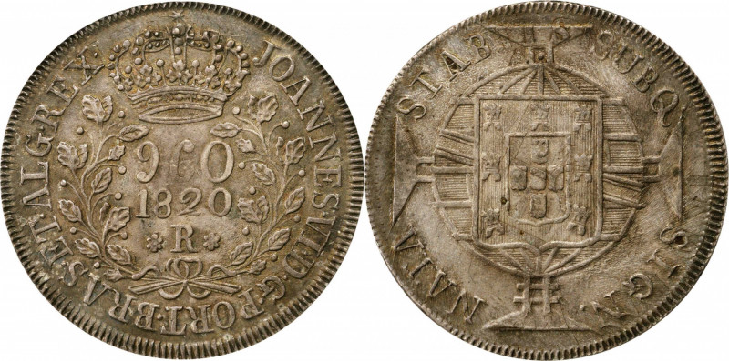 BRAZIL. 960 Reis, 1820-R. Rio de Janeiro Mint. Joao VI. PCGS AU-55 Gold Shield.
...