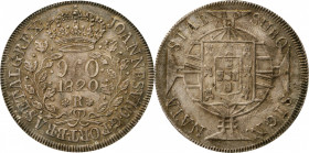 BRAZIL. 960 Reis, 1820-R. Rio de Janeiro Mint. Joao VI. PCGS AU-55 Gold Shield.

KM-326.1; LDMB-478; Gomes-25.10. A pleasing, well struck coin with or...