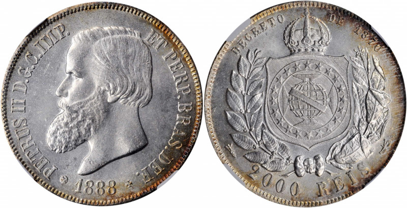 BRAZIL. 2000 Reis, 1888. Rio de Janeiro Mint. Pedro II. NGC MS-65.

KM-485; LDMB...