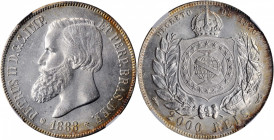 BRAZIL. 2000 Reis, 1888. Rio de Janeiro Mint. Pedro II. NGC MS-65.

KM-485; LDMB-P658. Strong luster, sharp strike, and almond to rust peripheral toni...