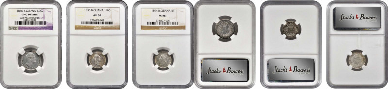 BRITISH GUIANA. Trio of Silver Minors (3 Pieces), 1836 & 1894. All NGC Certified...