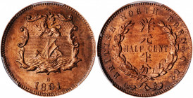 BRITISH NORTH BORNEO. 1/2 Cent, 1891-H. Heaton Mint. Victoria. PCGS MS-64 Red Brown Gold Shield.

KM-1. A pleasing coin with razor sharp obverse desig...