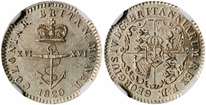 BRITISH WEST INDIES. 1/16 Dollar, 1820. George IV. NGC MS-62.

KM-1. A lightly t...