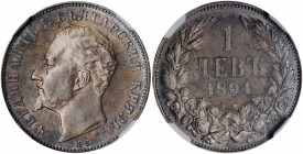BULGARIA. Lev, 1894-KB. Kremnica Mint. Ferdinand I. NGC AU-58.

KM-16. A nicely struck and toned Lev with some faint reflectivity in the fields.

Esti...