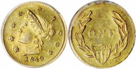 CANADA. British Columbia. Gold Dollar Token, 1849. PCGS MS-62 Gold Shield.

Greene-320. 9K gold. A crudely struck but sharply detailed Token, with fla...