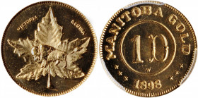 CANADA. Manitoba. Gold Dollar Token, Dated 1898 (ca. 1960). PCGS MS-66 Gold Shield.

KMX-12. A prooflike, flashy Gem with no toning and a freshy minte...