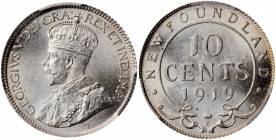CANADA. Newfoundland. 10 Cents, 1919-C. Ottawa Mint. PCGS MS-64 Gold Shield.

KM-14. A well struck near-Gem with cartwheel luster and a hint of periph...