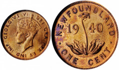 CANADA. Newfoundland. Cent, 1940. Ottawa Mint. NGC MS-65 Red Brown.

KM-18. A bright and lustrous Cent with a touch of lavender hue on the reverse.

E...