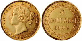 CANADA. 2 Dollars, 1882-H. Heaton Mint. Victoria. EXTREMELY FINE.

Fr-1; KM-5. Weight: 0.0981 oz AGW. A decently struck coin with pleasing light orang...
