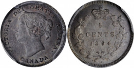 CANADA. 5 Cents, 1894. London Mint. Victoria. PCGS MS-63 Gold Shield.

KM-2. A gorgeous little coin with frosty, original surfaces, sharp strike, and ...