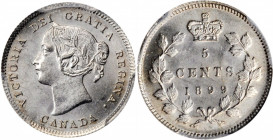 CANADA. 5 Cents, 1899. London Mint. Victoria. PCGS MS-63 Gold Shield.

KM-2. A blast white and fully lustrous coin.

Estimate: $100.00-$180.00