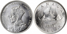 CANADA. Dollar, 1935. Ottawa Mint. PCGS MS-66 Gold Shield.

KM-30. A blast white, Gem quality Dollar with full cartwheel luster.

Estimate: $100.00-$1...