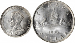 CANADA. Dollar, 1935. Ottawa Mint. PCGS MS-66 Gold Shield.

KM-30. A fully lustrous and largely untoned Dollar with frosty surfaces.

Estimate: $100.0...