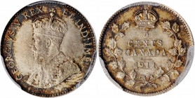 CANADA. 5 Cents, 1911. Ottawa Mint. PCGS MS-65 Gold Shield.

KM-16. A pleasing coin with silky luster and strong, mottled dark toning at the peripheri...