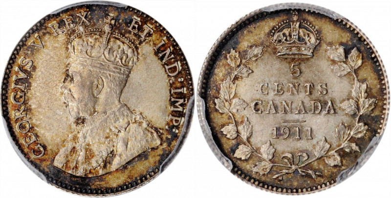 CANADA. 5 Cents, 1911. Ottawa Mint. PCGS MS-64 Gold Shield.

KM-16. A well struc...