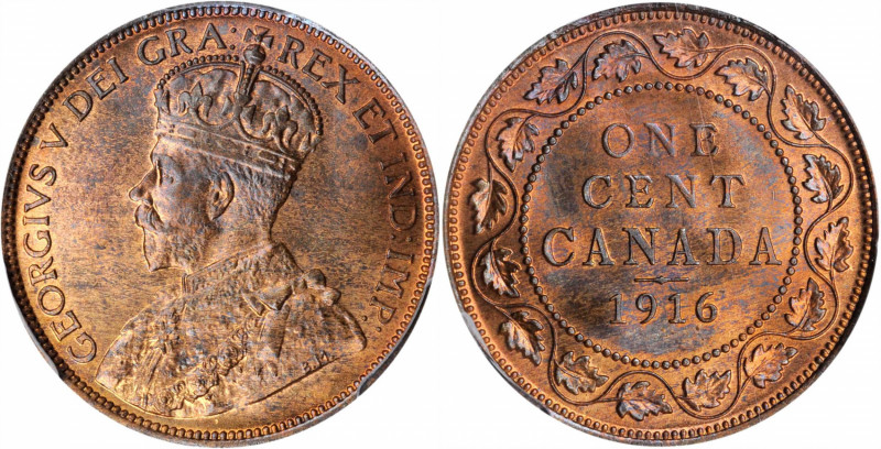 CANADA. Cent, 1916. Ottawa Mint. PCGS MS-66+ Red Brown Gold Shield.

KM-21. A we...