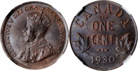 CANADA. Cent, 1930. Ottawa Mint. NGC MS-64 Brown.

KM-28. A sharply struck Cent with glossy luster and deep brown patina. A few hints of mint red are ...