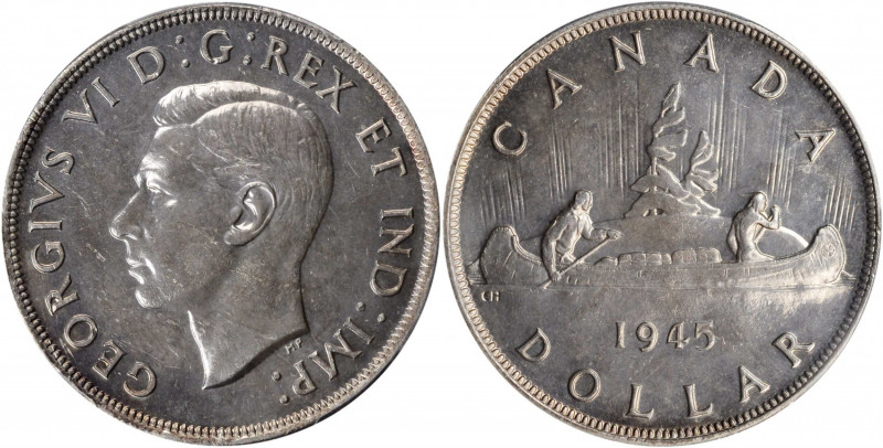 CANADA. Dollar, 1945. Ottawa Mint. PCGS MS-63 Gold Shield.

KM-37. A flashy and ...