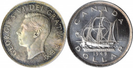 CANADA. Dollar, 1949. Ottawa Mint. PCGS MS-67 Gold Shield.

KM-47. An attractive Dollar with pervasive olive obverse toning, and a tone-free, flashy, ...