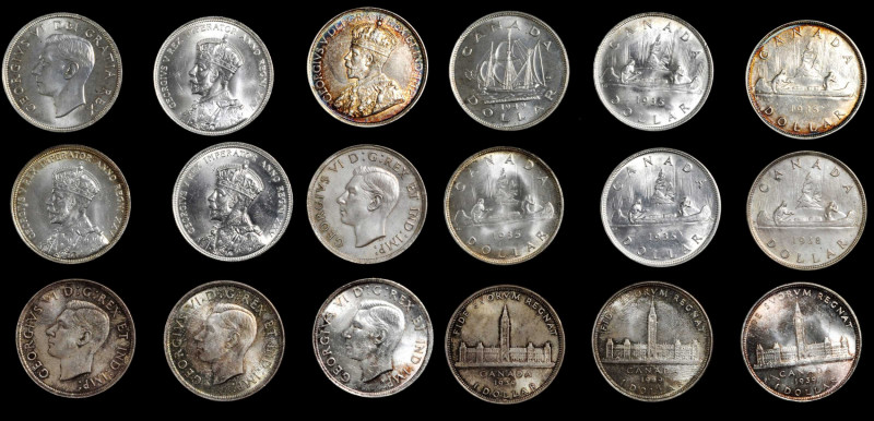 CANADA. Nonet of Dollars (9 Pieces). Grade Range: ALMOST UNCIRCLATED to UNCIRCUL...