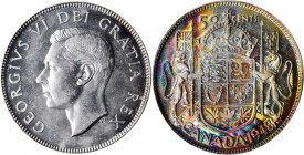 CANADA. 50 Cents, 1948. Ottawa Mint. PCGS MS-64 Gold Shield.

KM-45. Narrow Date Variety. A flashy and lustrous coin with untoned obverse and strong r...