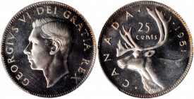 CANADA. 25 Cents, 1951. Ottawa Mint. PCGS PROOFLIKE-66+ Gold Shield.

KM-44. Low Relief Variety. A lovely prooflike strike with a dusting of russet to...