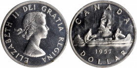 CANADA. Dollar, 1957. Ottawa Mint. PCGS PROOFLIKE-66 Gold Shield.

KM-54. A flashy and attractive prooflike strike with no toning.

Estimate: $200.00-...