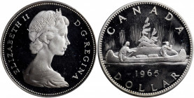CANADA. Dollar, 1965. Ottawa Mint. PCGS PROOFLIKE-66 Deep Cameo Gold Shield.

KM-64.1. Variety with three large beads and blunt "5". A flashy, proofli...