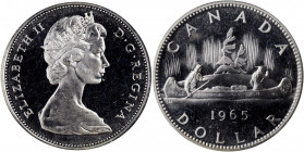 CANADA. Dollar, 1965. Ottawa Mint. PCGS PROOFLIKE-66 Cameo Gold Shield.

KM-64.1. Variety with two small beads and blunt "5". A flashy prooflike Dolla...