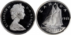 CANADA. 10 Cents, 1965. Ottawa Mint. PCGS PROOF-67 Deep Cameo.

KM-61. An intensely well struck Proof with mirrored fields and sharp, frosty raised de...