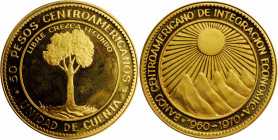 CENTRAL AMERICAN UNION. 50 Pesos, 1970. PROOF.

KMX-1. Weight: 0.5787 oz AGW. Struck for the Central American Bank for Economic Integration. A flashy ...