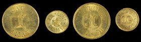 CHILE. Tamaya. Brass Token Pair (2 Pieces), ND. Average Grade: UNCIRCULATED.

1) 50 Centavos. Rulau Ven-4.
2) 10 Centavos. Rulau Ven-6.

 While attrib...
