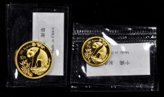 CHINA. Duo of Gold Pandas (2 Pieces), 1993. PROOF.

1) 10 Yuan (1/10 Ounce). Fr-B7; KM-474; PAN-192A.
2) 5 Yuan (1/20 Ounce). Fr-B8; KM-473; PAN-193A....