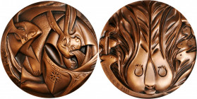 CHINA. Bronze Medal, 2011. Lunar Series, Year of the Rabbit. NGC MS-68 Red.

Diameter: 80 mm. Large high relief medal struck in antiqued bronze.

Esti...