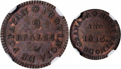 COLOMBIA. 2 Reales, 1813. Popayan Mint. NGC MS-62 Brown.

KM-B2. A boldly struck and attractive example of this  SCARCE  royalist issue struck during ...