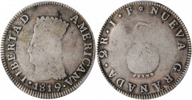 COLOMBIA. Nueva Granada. 2 Reales, 1819-JF. Bogota mint. PCGS F-12 Gold Shield.

KM-76; Restrepo-138.1. A  SCARCE  and sought after denomination for t...