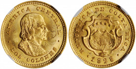 COSTA RICA. 2 Colones, 1928. Philadelphia Mint. NGC MS-63.

Fr-22; KM-139. A boldly struck little coin with pleasing frosty luster throughout.

Estima...