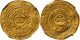 CRUSADER STATES. Kingdom of Jerusalem. AV Bezant (Dinar), ND (ca. 1150-1260). Acre Mint. Baldwin III. NGC AU Details--Bent.

Fr-1a; Malloy-4. Engraved...