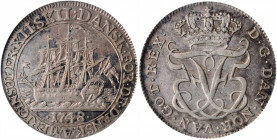 DANISH WEST INDIES. 12 Skilling, 1748. Frederik V. NCS Genuine--EF Details, Excessive Surface Hairlines.

KM-6.1. A well detailed coin with gray tonin...
