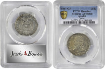 ECUADOR. 2 Reales, 1847 GJ. Quito Mint. PCGS Genuine--Repaired, AU Details Gold Shield.

KM-33. A sharply detailed coin with light toning and evidence...