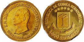 EQUATORIAL GUINEA. Gilt Copper 5000 Bipkwele Pattern, ND (1980). NGC PROOF-67 Ultra Cameo.

A  VERY RARE  Pattern for a 5000 Bipkwele, with the same d...