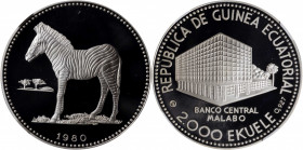 EQUATORIAL GUINEA. 2000 Ekuele, 1980-CHI. NGC PROOF-67 Ultra Cameo.

KM-55. Featuring Burchell's Zebra. A brilliant Proof with hard mirrored fields an...
