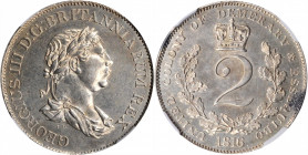 ESSEQUIBO & DEMERARY. 2 Guilder, 1816. George III. NGC MS-61.

KM-14. Mintage: 15,000. A  SCARCE  and popular type, largely untoned with bold strike, ...