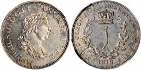 ESSEQUIBO & DEMERARY. Guilder, 1816. George III. NGC MS-62.

KM-13; Prid-11. A lovely example of this popular and  SCARCE  type, with sharp strike, sa...