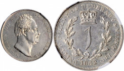 ESSEQUIBO & DEMERARY. Guilder, 1832. William IV. NGC AU-58.

KM-19; Prid-12. A boldly struck and pleasing Guilder, largely untoned, and exhibiting ver...