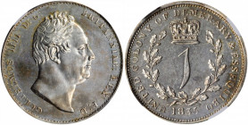 ESSEQUIBO & DEMERARY. Guilder, 1835. William IV. NGC Unc Details--Surface Hairlines.

KM-19. A sharply struck Guilder with patchy, light toning, and l...