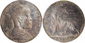 ETHIOPIA. Birr, EE 1892 (1900). Paris Mint. Menelik II. PCGS Genuine--Cleaned, Unc Details Gold Shield.

KM-19. A boldly struck and handsome Crown, wi...
