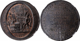 FRANCE. Bronze Medallic 5 Sols, 1792. Soho (Birmingham) Mint. NGC MS-62 Brown.

KM-Tn31; Maz-145; Gad-1.5. A sharply detailed and attractive example o...