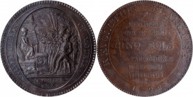 FRANCE. Bronze Medallic 5 Sols Essai (Pattern), 1792. Soho (Birmingham) Mint. PCGS SPECIMEN-65 Brown Gold Shield.

KM-Tn28; Maz-150. A handsome, Gem q...